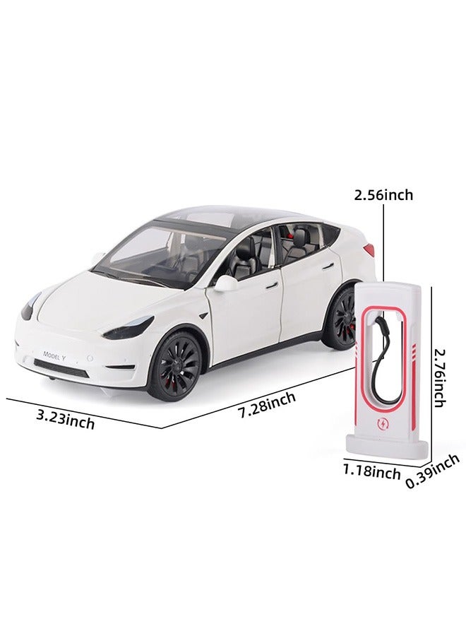 general Toy Cars Model Y 1/24 Zinc Alloy Diecast Metal Model Car, Pull Back Toy Model with Light and Music, Suitable for Children Aged 3 and Above as Gifts(Model Y White) - Image 2