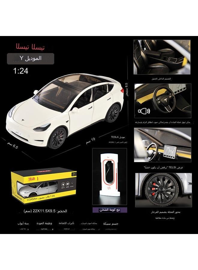 general Toy Cars Model Y 1/24 Zinc Alloy Diecast Metal Model Car, Pull Back Toy Model with Light and Music, Suitable for Children Aged 3 and Above as Gifts(Model Y White) - Image 4