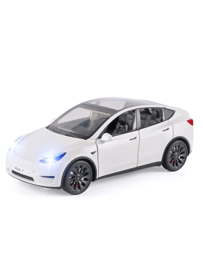 general Toy Cars Model Y 1/24 Zinc Alloy Diecast Metal Model Car, Pull Back Toy Model with Light and Music, Suitable for Children Aged 3 and Above as Gifts(Model Y White) - Image 1