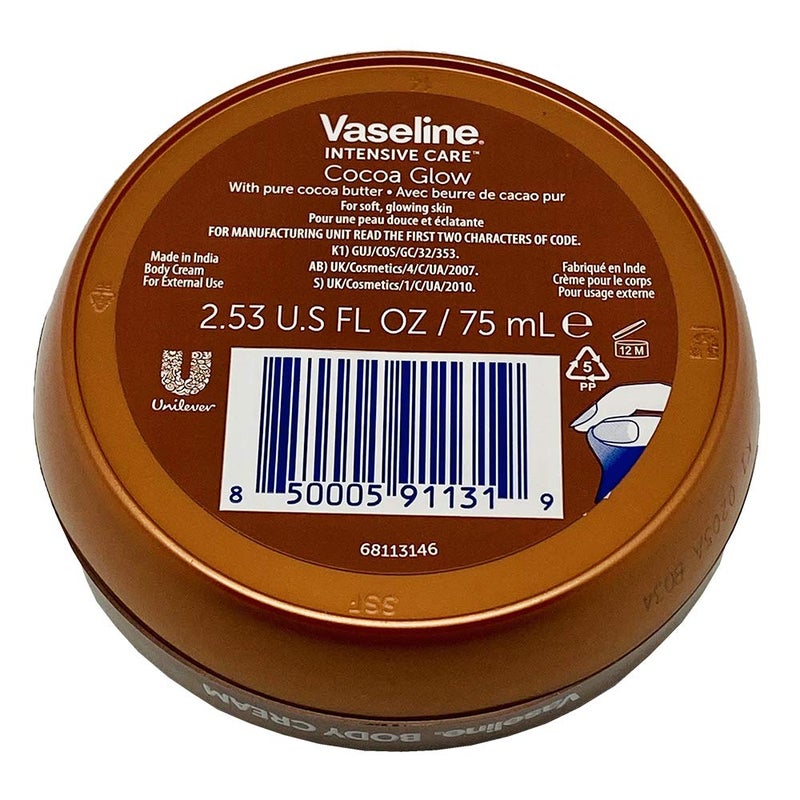 Vaseline Intensive Care Glow Body Cream - Cocoa by Vaseline for Unisex - 2.53 oz Body Cream - Image 2