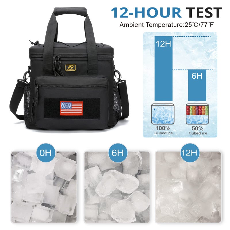 ATRIPACK Lunch Box for Men, Tactical Lunch Bag MOLLE Webbing Leakproof Insulated Large Lunch Cooler Women Adult Meal with Adjustable Shoulder Strap Durable Lunch Pail (Black) - Image 3