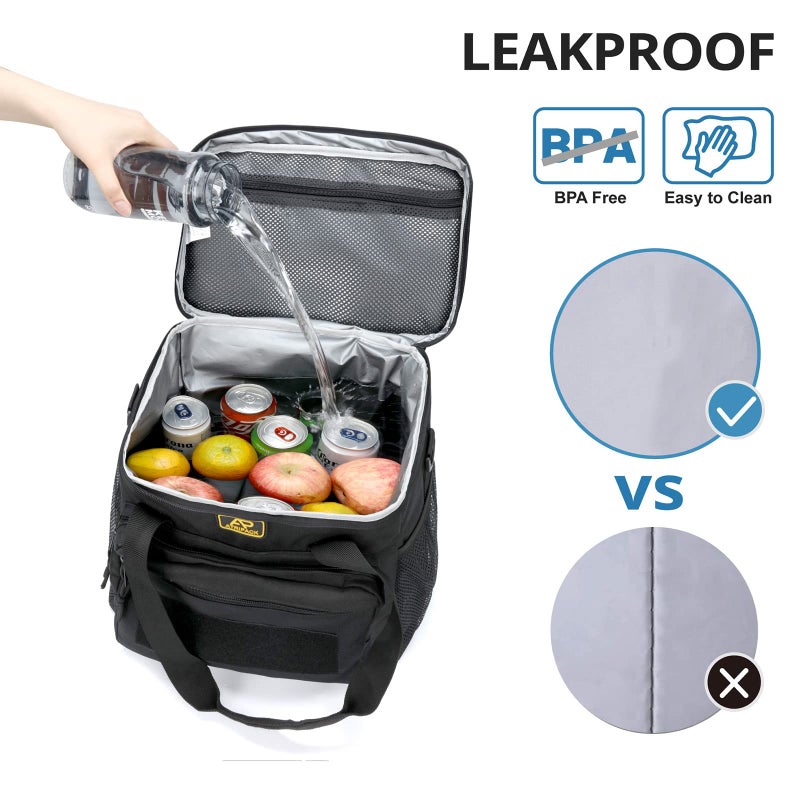 ATRIPACK Lunch Box for Men, Tactical Lunch Bag MOLLE Webbing Leakproof Insulated Large Lunch Cooler Women Adult Meal with Adjustable Shoulder Strap Durable Lunch Pail (Black) - Image 4