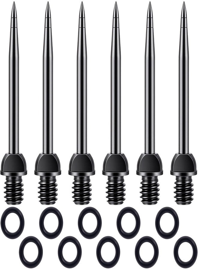 Winsyison 16pcs Steel Dart Tips Points Set, 6pcs Dart Tips Points with 10pcs O Type Rubber Rings, Nonslip Conversion Points Tools Accessories for Dartboard Extra Flight Leisure Sports Game Room- Black - Image 1