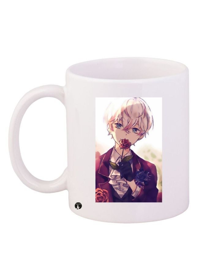 RYN Anime Printed Coffee Mug White/Maroon/Pink 11ounce