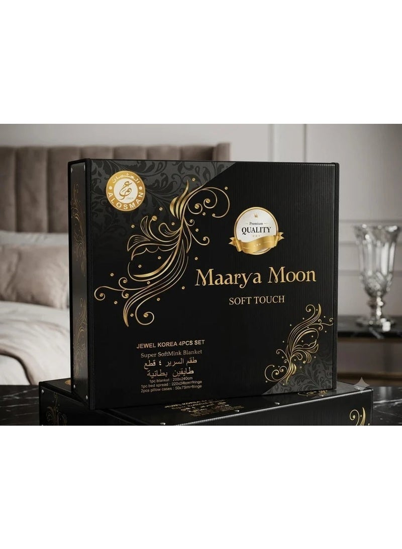 MAARYA MOON BED COVER 4PCS SET KING SIZE SUPER SOFT EMBOSSED - Image 1