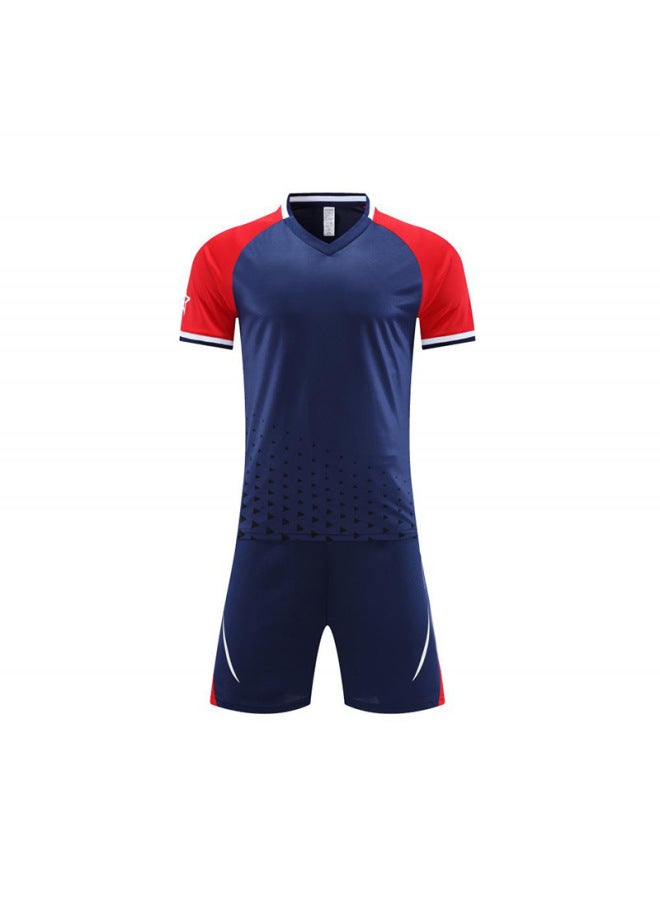 Adult & Youth Printed Football Jersey Set - Short Sleeve, Men's Summer Training Uniform, Royal Blue