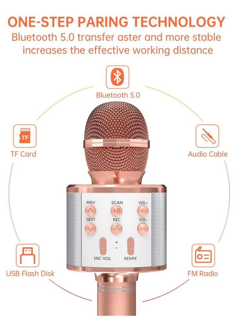 ELTRAZONE 2 Pack Wireless Bluetooth Karaoke Microphone for Kids – Portable Handheld Mic Speaker Machine in Rose Gold & Gold, Perfect Gift for All Ages - Image 2