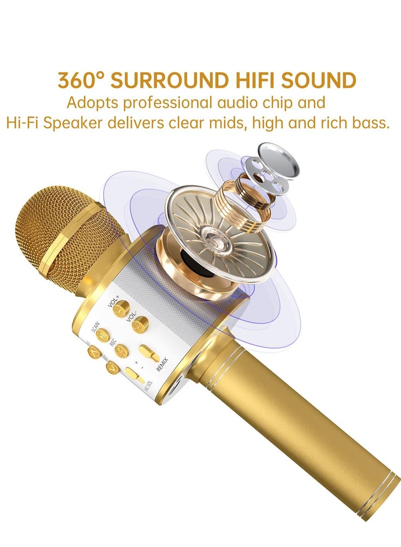 ELTRAZONE 2 Pack Wireless Bluetooth Karaoke Microphone for Kids – Portable Handheld Mic Speaker Machine in Rose Gold & Gold, Perfect Gift for All Ages - Image 3