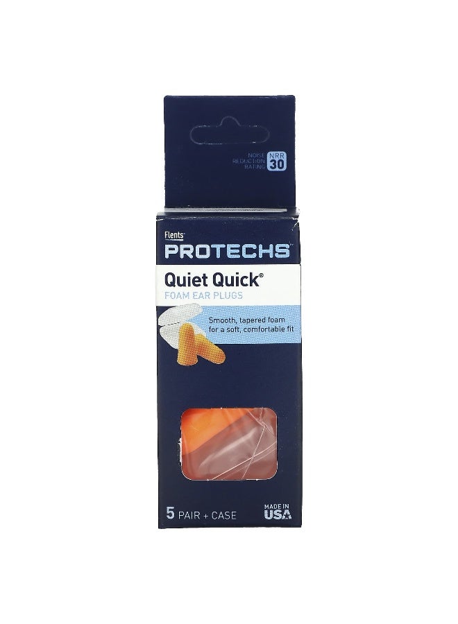 Flents Flents, Protechs, Quiet Quick Foam Ear Plugs, 5 Pair + Case  - Image 1