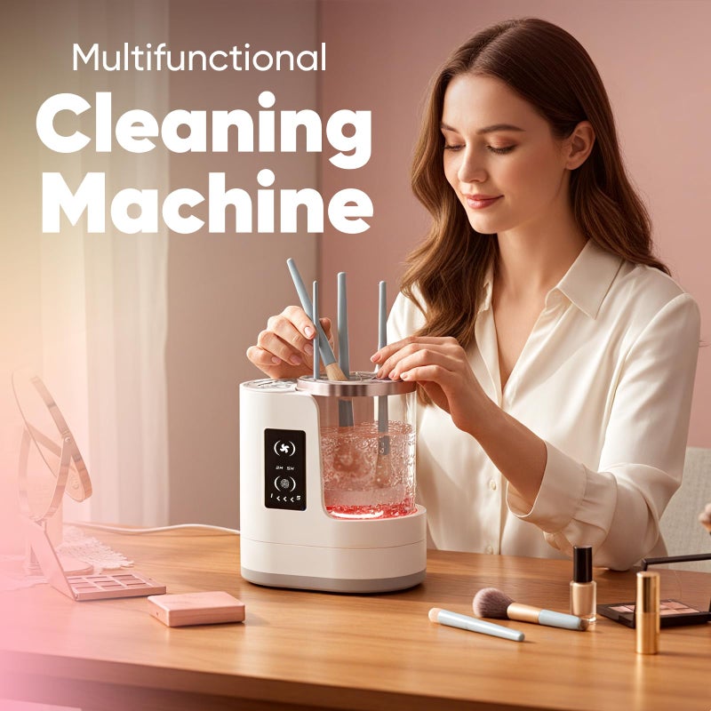 chufa 3-in-1 Makeup Brush Cleaner Machine & Dryer, Electric Automatic Brush Washer with Holder, USB-C Touch Control, One-Button Cleaning, Portable Cosmetic Brush Cleaner, Fits Most Sizes - Image 2