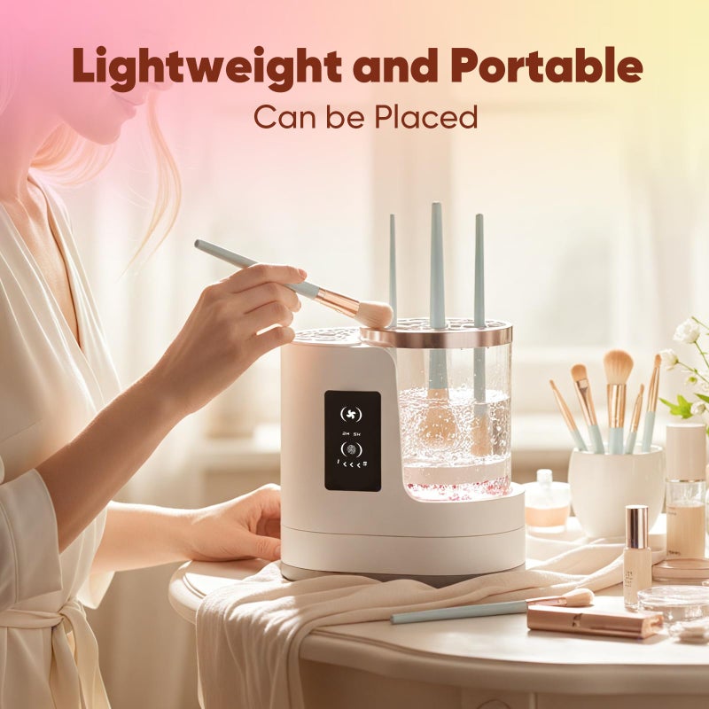chufa 3-in-1 Makeup Brush Cleaner Machine & Dryer, Electric Automatic Brush Washer with Holder, USB-C Touch Control, One-Button Cleaning, Portable Cosmetic Brush Cleaner, Fits Most Sizes - Image 5