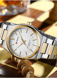 CURREN CURREN 8439M Men Quartz Minimalist Grid Business Watch Stainless Steel Band Alloy Case Fashion Multifunction Wristwatch Abrastion Resistant Glass 3ATM Luminous Display Watch  - Image 3