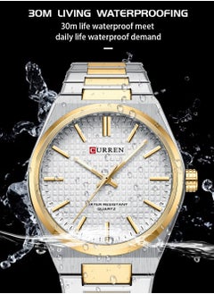 CURREN CURREN 8439M Men Quartz Minimalist Grid Business Watch Stainless Steel Band Alloy Case Fashion Multifunction Wristwatch Abrastion Resistant Glass 3ATM Luminous Display Watch  - Image 4