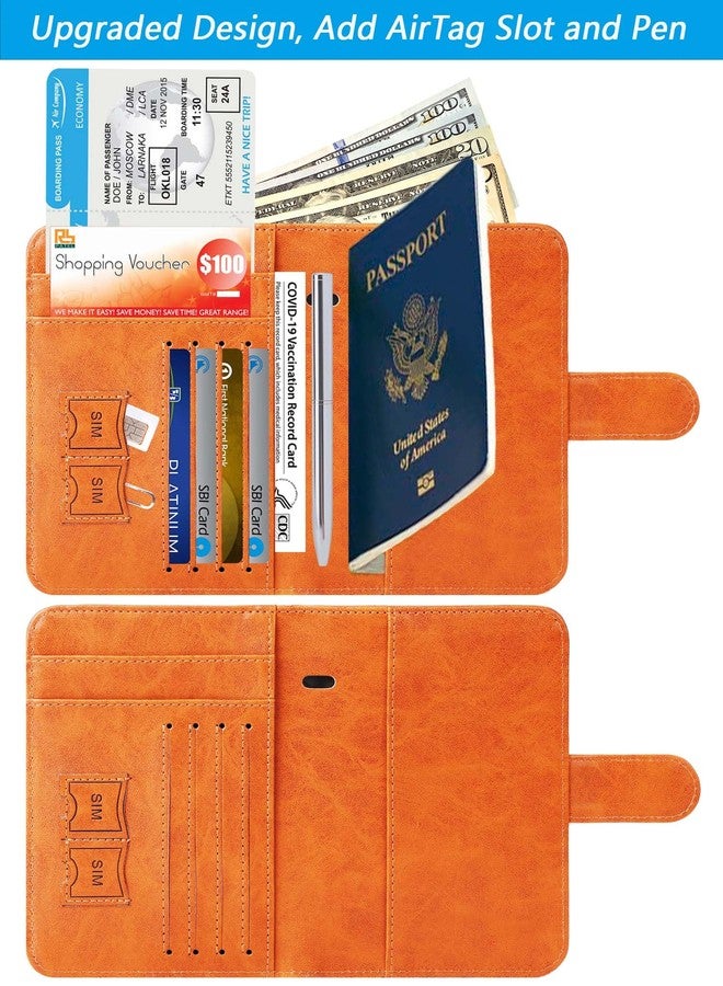 PASCACOO Passport Holder Cover Wallet RFID Blocking Leather Card Case Travel Accessories for Women Men, 118#Claybank, for Airtag - Image 3
