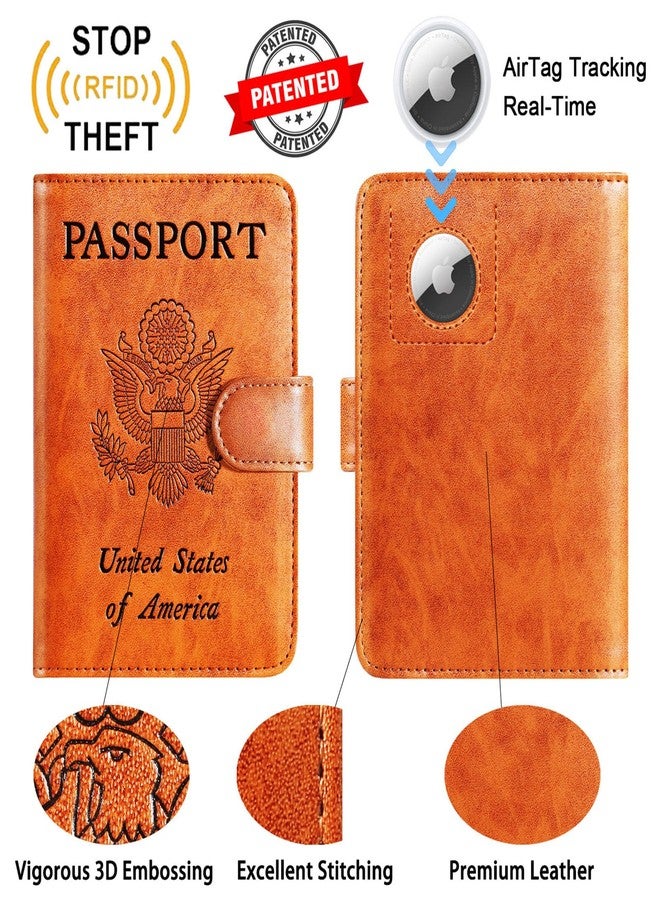 PASCACOO Passport Holder Cover Wallet RFID Blocking Leather Card Case Travel Accessories for Women Men, 118#Claybank, for Airtag - Image 2