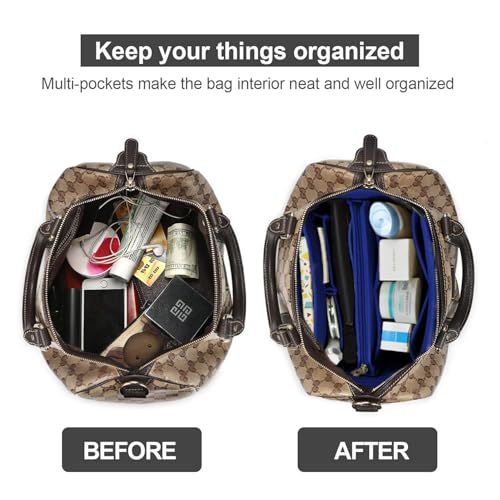 OMYSTYLE Darkblue Large Organizer Insert, Felt Tote Bag Organizer Insert with 5 Sizes, Handbag Dividers for Inside Purse, Compatible with Longchamp, Neverful, Speedy and More - Image 4
