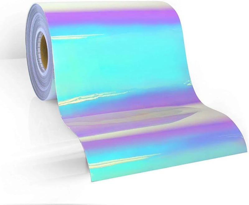 HOMSUN Rainbow Vinyl Glossy Holographic Easy to Weed for DIY Home Adhesive Vinyl Roll for All Cup Car Decal, Scrapbooking Home Outdoor Decor, Sticker DIY (Mini Rainbow holography, 6 x 48 Inch) - Image 1