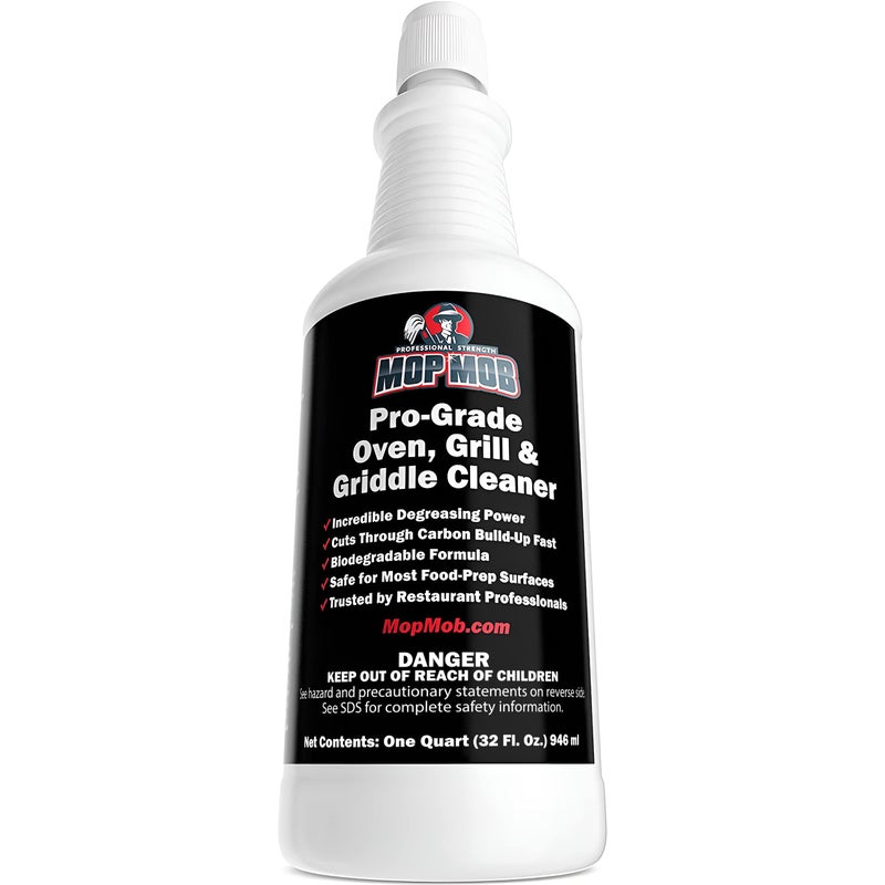Mop Mob Commercial Grill and Oven Cleaner 32Oz Concentrate 1pk. Heavy-Duty Fast-Acting Degreaser Solution Removes Carbon, Grime, Burnt Food and Oil for Griddles Fryer Baskets and Kitchen Cooking Surfaces. - Image 1