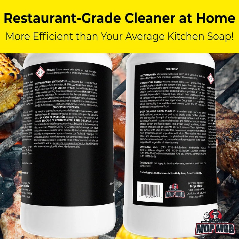 Mop Mob Commercial Grill and Oven Cleaner 32Oz Concentrate 1pk. Heavy-Duty Fast-Acting Degreaser Solution Removes Carbon, Grime, Burnt Food and Oil for Griddles Fryer Baskets and Kitchen Cooking Surfaces. - Image 5