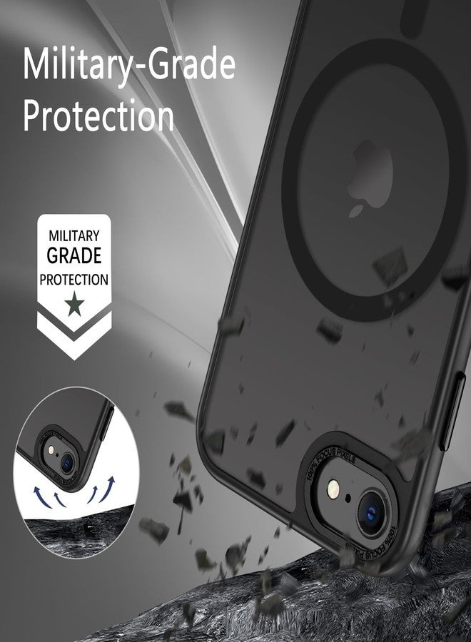 جراب GUAGUA لهاتف iPhone SE 2022/2020، جراب مغناطيسي لهاتف iPhone 6/6S/7/8، متوافق مع MagSafe، جراب شفاف غير لامع مقاوم للصدمات لهاتف iPhone SE الجيل الثالث/الثاني 4.7 بوصة، هدية للرجال والنساء، أسود - Image 5