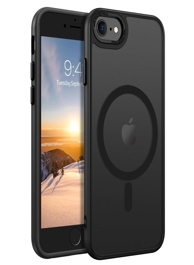 جراب GUAGUA لهاتف iPhone SE 2022/2020، جراب مغناطيسي لهاتف iPhone 6/6S/7/8، متوافق مع MagSafe، جراب شفاف غير لامع مقاوم للصدمات لهاتف iPhone SE الجيل الثالث/الثاني 4.7 بوصة، هدية للرجال والنساء، أسود - Image 1