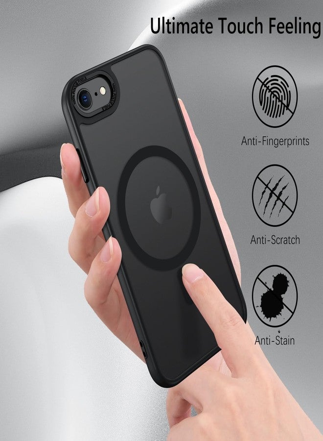 جراب GUAGUA لهاتف iPhone SE 2022/2020، جراب مغناطيسي لهاتف iPhone 6/6S/7/8، متوافق مع MagSafe، جراب شفاف غير لامع مقاوم للصدمات لهاتف iPhone SE الجيل الثالث/الثاني 4.7 بوصة، هدية للرجال والنساء، أسود - Image 3