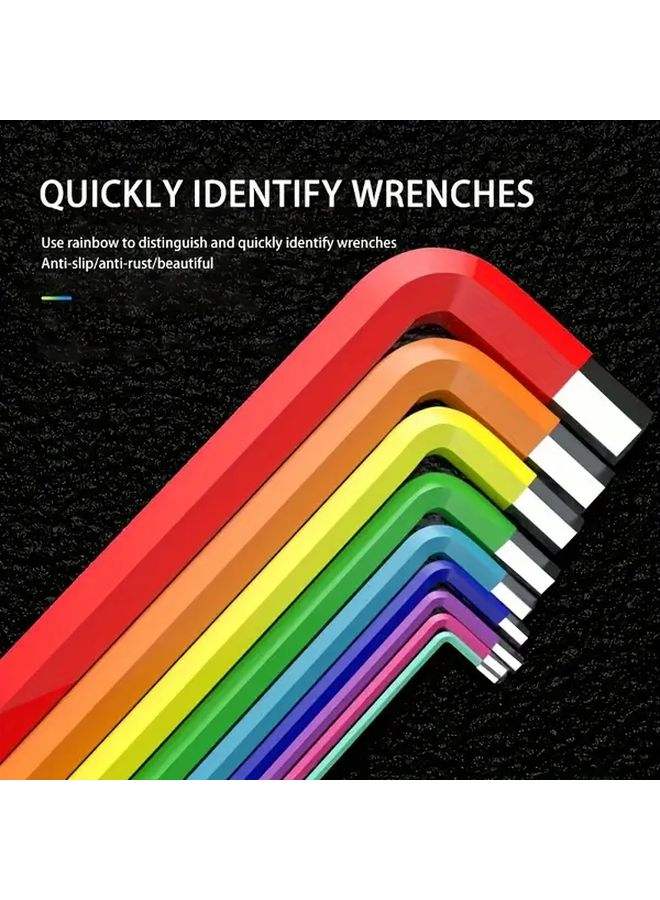 9 Pcs Extended Ball Head L Shaped Hex Wrench Set Color Coded Inner Hex Key Set Wear Resistant Anti Rust Ultra Long for Home Decoration Mechanical Equipment Car Maintenance - Image 5