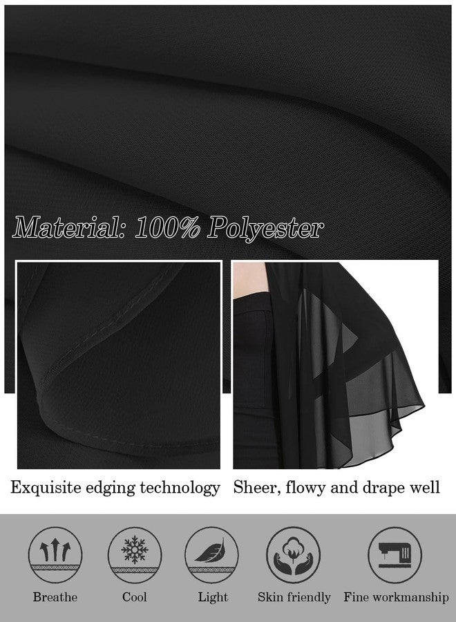 BEAUTELICATE Chiffon Shawl Bridal Wedding Wrap Long Evening Scarves Scarf Black - Image 5