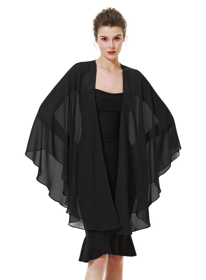BEAUTELICATE Chiffon Shawl Bridal Wedding Wrap Long Evening Scarves Scarf Black - Image 1