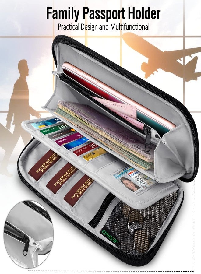 BKNOOU Passport Holder Family Rfid Blocking Travel Document Organizer,Travel Passport Wallet Multiple Passport Holder for Traveling,Family passport holder for 2 4 6 8,Passport Organizer for Men Women - Image 3