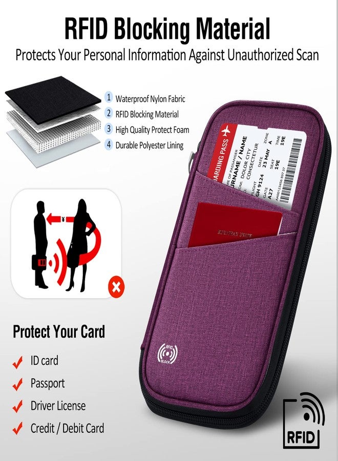 BKNOOU Passport Holder Family Rfid Blocking Travel Document Organizer,Travel Passport Wallet Multiple Passport Holder for Traveling,Family passport holder for 2 4 6 8,Passport Organizer for Men Women - Image 2