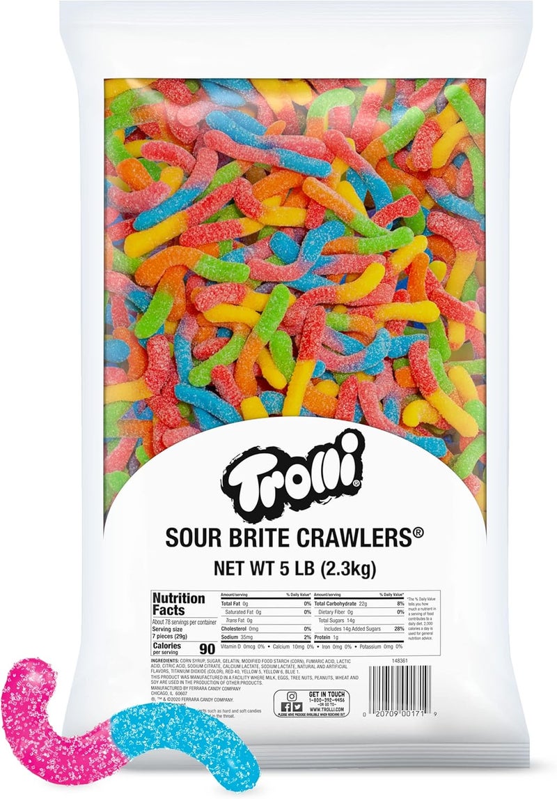 TROLLI حلويات ترولي سور برايت كراولرز - كيس حلوى بالجملة 5 أرطال - Image 1