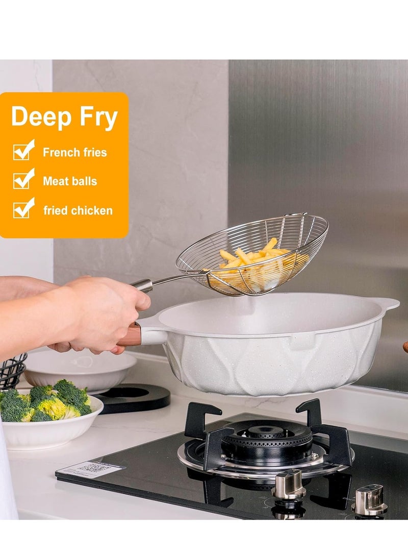 ريد ليف ملعقة مصفاة عنكبوتية صلبة مزدوجة الخطاف من الفولاذ المقاوم للصدأ - أداة مطبخ 5.5 بوصة للمعكرونة - Image 2