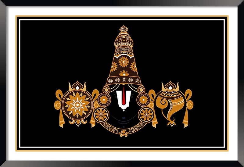DBrush GodLord Tirupati Balaji Painting Photo Frame For Living room Wall And Office 12x18 Inch Synthetic Wood landscape Without Glass Frame Width 05 Inch - Image 1