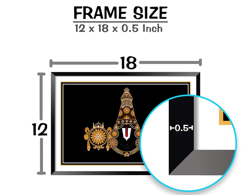DBrush GodLord Tirupati Balaji Painting Photo Frame For Living room Wall And Office 12x18 Inch Synthetic Wood landscape Without Glass Frame Width 05 Inch - Image 2