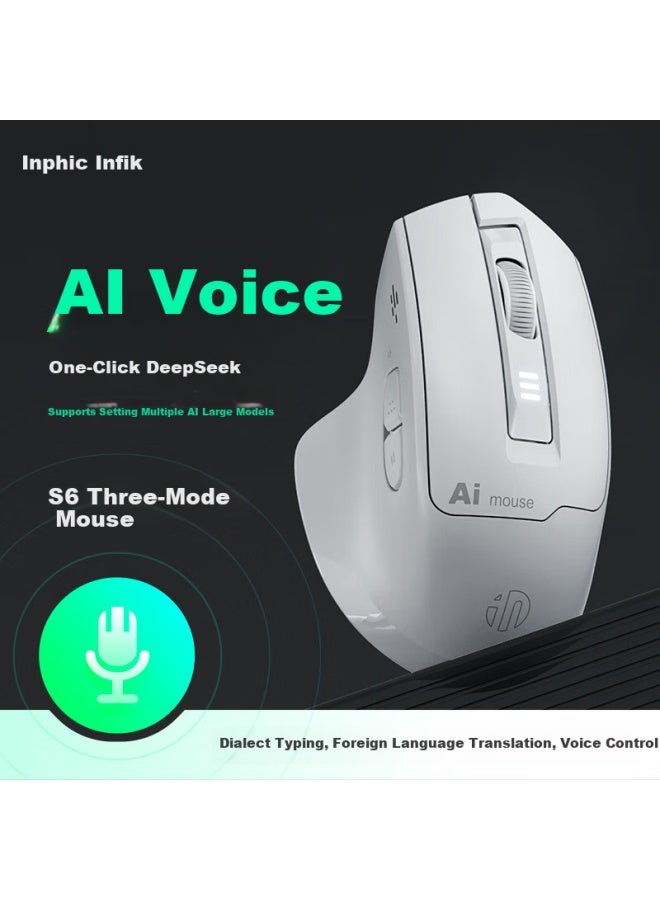 إنفيك Inphic S6 ماوس صوتي لاسلكي بلوتوث ثنائي الوضع قابلة لإعادة الشحن ضوء صوت مريح للجسم ذكاء اصطناعي تحكم صوتي ذكي كتابة ترجمة التعرف مكتب ماوس إصدار الذكاء الاصطناعي - Image 1
