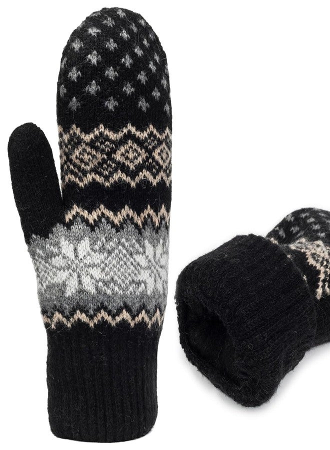 إيوهاك قفازات شتوية دافئة للنساء والرجال، قفازات مزينة بنقوش ندفة الثلج، قفازات صوفية ناعمة من الصوف الناعم للطقس البارد - Image 2