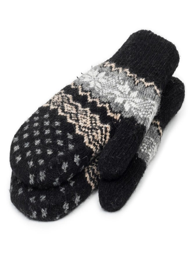 إيوهاك قفازات شتوية دافئة للنساء والرجال، قفازات مزينة بنقوش ندفة الثلج، قفازات صوفية ناعمة من الصوف الناعم للطقس البارد - Image 3