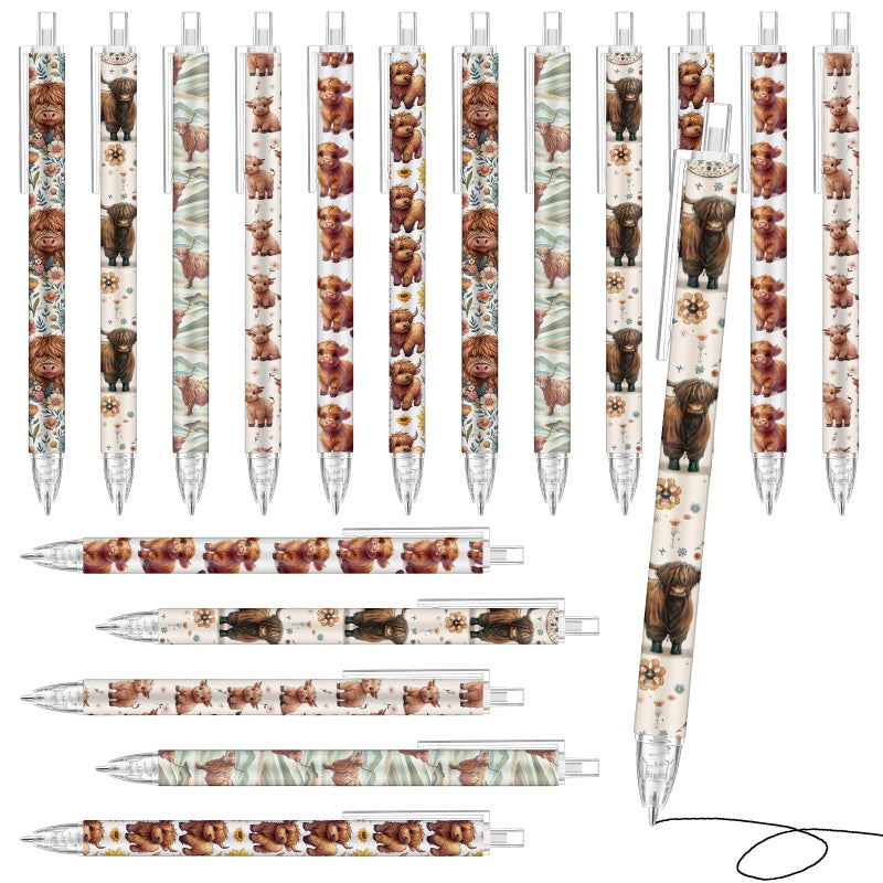 Jetec 60 Pcs Highland Cow Pens Gifts Inspirational Cute Bison Ballpoint Pens Bulk Motivational Employee Appreciation Black Ink for Highland Cow Lovers Thank You Gifts Students Teacher Christmas - Image 1