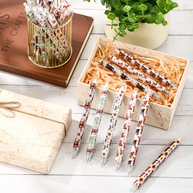 Jetec 60 Pcs Highland Cow Pens Gifts Inspirational Cute Bison Ballpoint Pens Bulk Motivational Employee Appreciation Black Ink for Highland Cow Lovers Thank You Gifts Students Teacher Christmas - Image 4