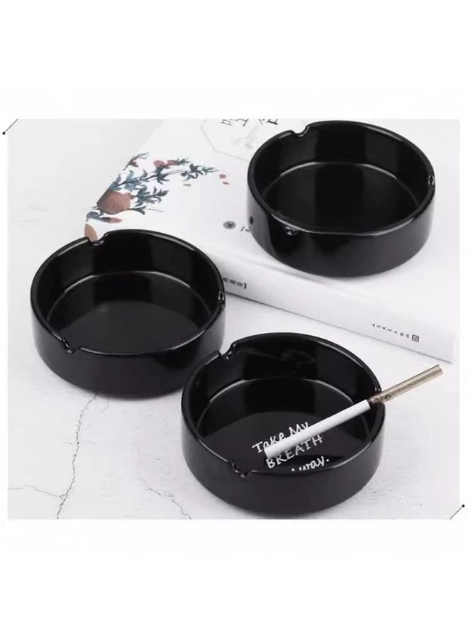 Black Melamine Resin Ashtray Round Anti Slip High Temperature Proof Design - Image 2