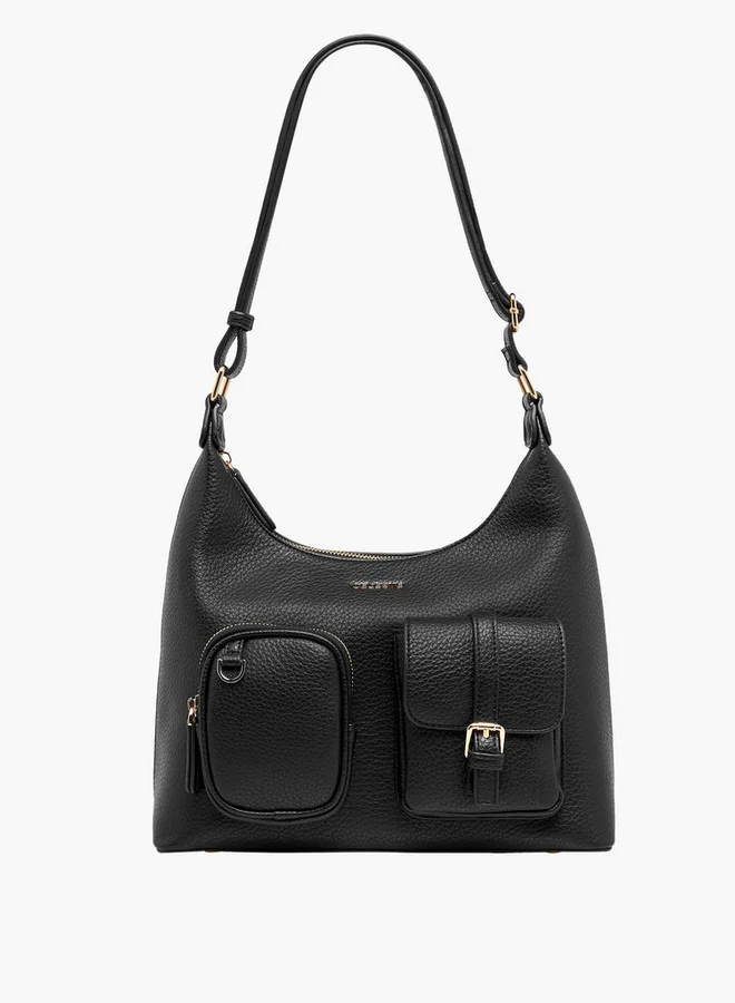 Celeste Textured Shoulder Bag with Zip Closure