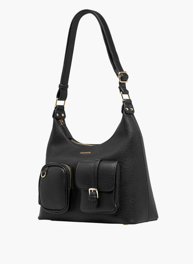 Celeste Textured Shoulder Bag with Zip Closure