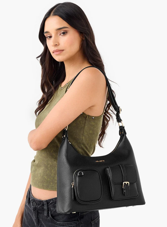 Celeste Textured Shoulder Bag with Zip Closure
