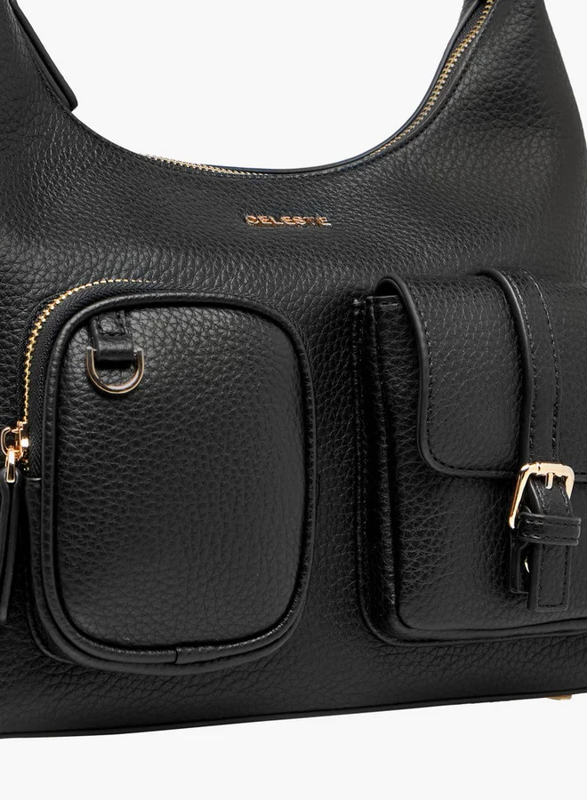 Celeste Textured Shoulder Bag with Zip Closure
