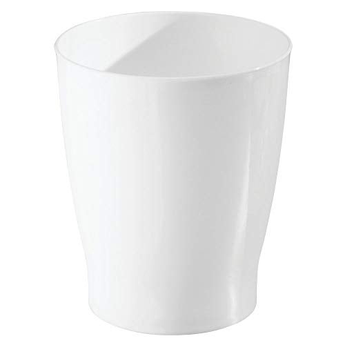 InterDesign iDesign Small Round Plastic Bathroom Trash Can - Ideal for Bathroom or Office - White - Made in USA - Image 5