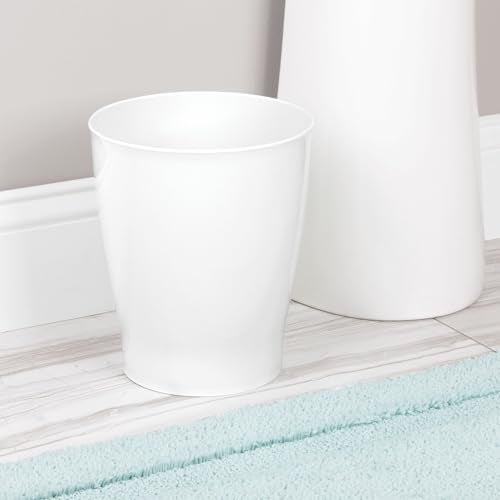 InterDesign iDesign Small Round Plastic Bathroom Trash Can - Ideal for Bathroom or Office - White - Made in USA - Image 4