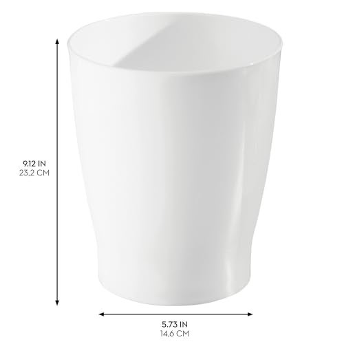 InterDesign iDesign Small Round Plastic Bathroom Trash Can - Ideal for Bathroom or Office - White - Made in USA - Image 3