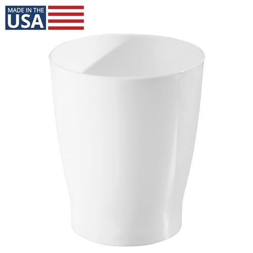 InterDesign iDesign Small Round Plastic Bathroom Trash Can - Ideal for Bathroom or Office - White - Made in USA - Image 2
