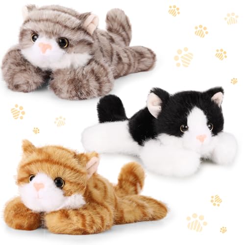 Harrycle 3 Pcs 9 Inch Cat Stuffed Animal Plush Gift Cute Kitten Plush Toys Small Cat Stuffed Animal Soft Sleeping Supplies for Boys Girls Easter Birthday Baby Shower Party FavorsSweet Style - Image 1